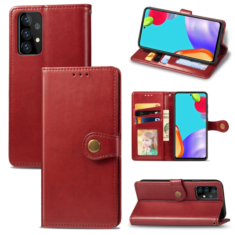 For Samsung Galaxy A52 5G / 4G Retro Solid Color Leather Buckle Phone Case with Lanyard & Photo Frame & Card Slot & Wallet & Stand Function