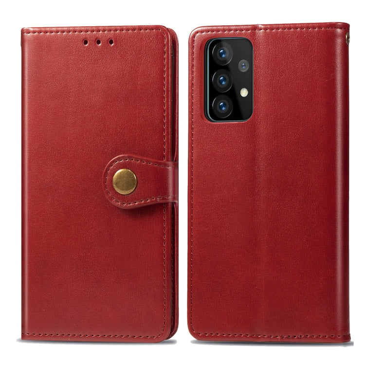 For Samsung Galaxy A52 5G / 4G Retro Solid Color Leather Buckle Phone Case with Lanyard & Photo Frame & Card Slot & Wallet & Stand Function