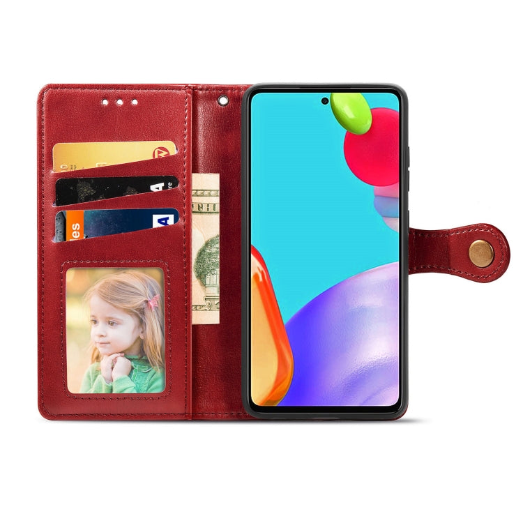 For Samsung Galaxy A52 5G / 4G Retro Solid Color Leather Buckle Phone Case with Lanyard & Photo Frame & Card Slot & Wallet & Stand Function