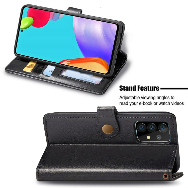 For Samsung Galaxy A72 5G / 4G Retro Solid Color Leather Buckle Phone Case with Lanyard & Photo Frame & Card Slot & Wallet & Stand Function