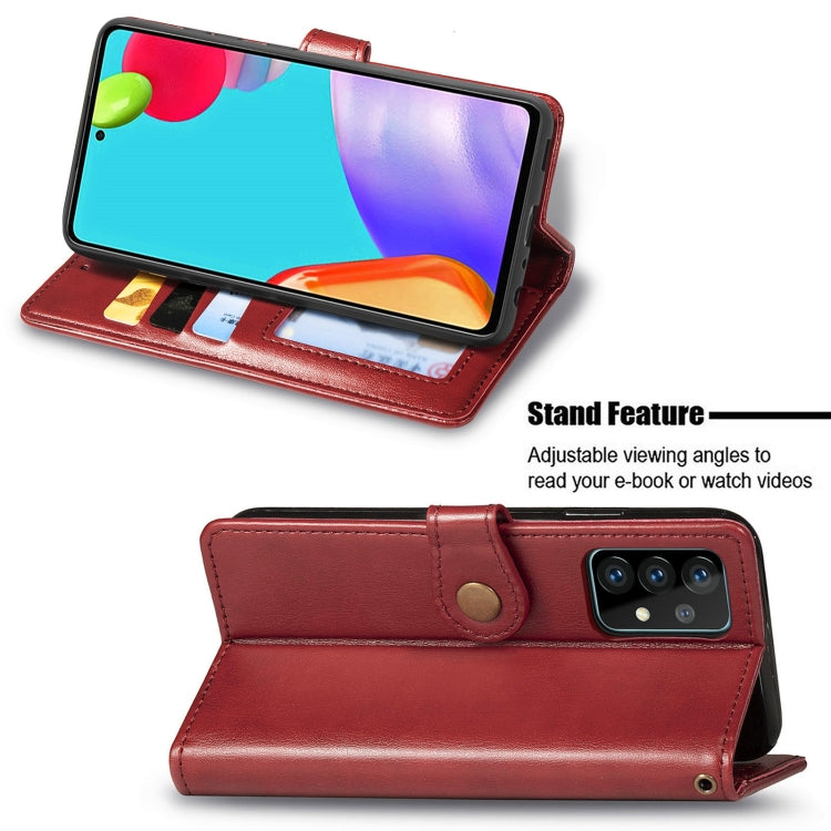 For Samsung Galaxy A72 5G / 4G Retro Solid Color Leather Buckle Phone Case with Lanyard & Photo Frame & Card Slot & Wallet & Stand Function