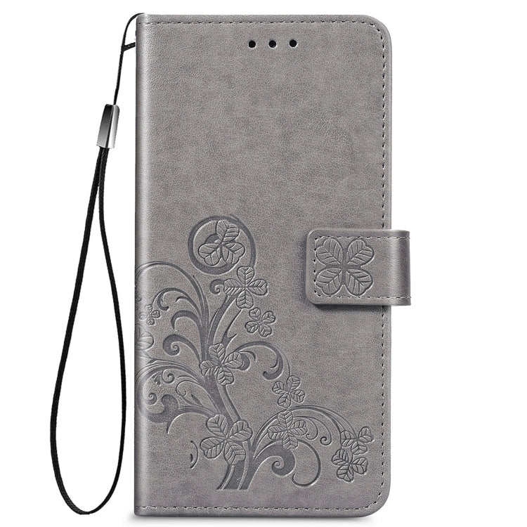 For Samsung Galaxy A72 5G / 4G Four-leaf Clasp Embossed Buckle Mobile Phone Protection Leather Case with Lanyard & Card Slot & Wallet & Bracket Function
