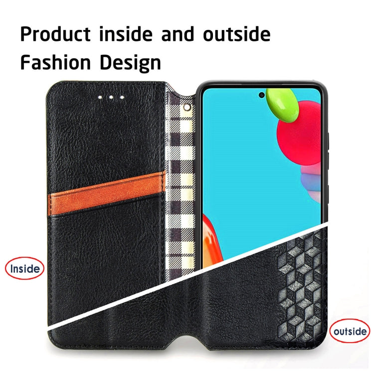 For Samsung Galaxy A52 5G / 4G Cubic Grid Pressed Horizontal Flip Magnetic PU Leather Case with Holder & Card Slots & Wallet