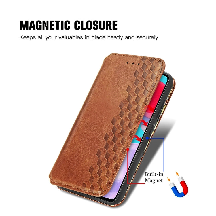 For Samsung Galaxy A52 5G / 4G Cubic Grid Pressed Horizontal Flip Magnetic PU Leather Case with Holder & Card Slots & Wallet