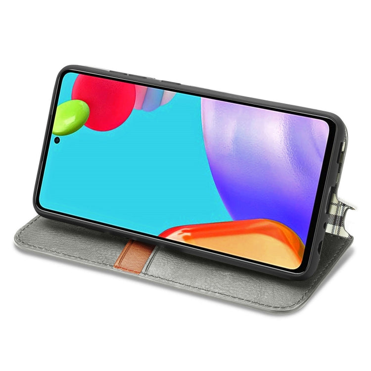 For Samsung Galaxy A52 5G / 4G Cubic Grid Pressed Horizontal Flip Magnetic PU Leather Case with Holder & Card Slots & Wallet