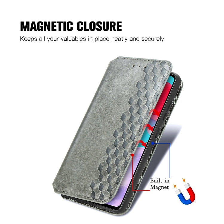 For Samsung Galaxy A52 5G / 4G Cubic Grid Pressed Horizontal Flip Magnetic PU Leather Case with Holder & Card Slots & Wallet