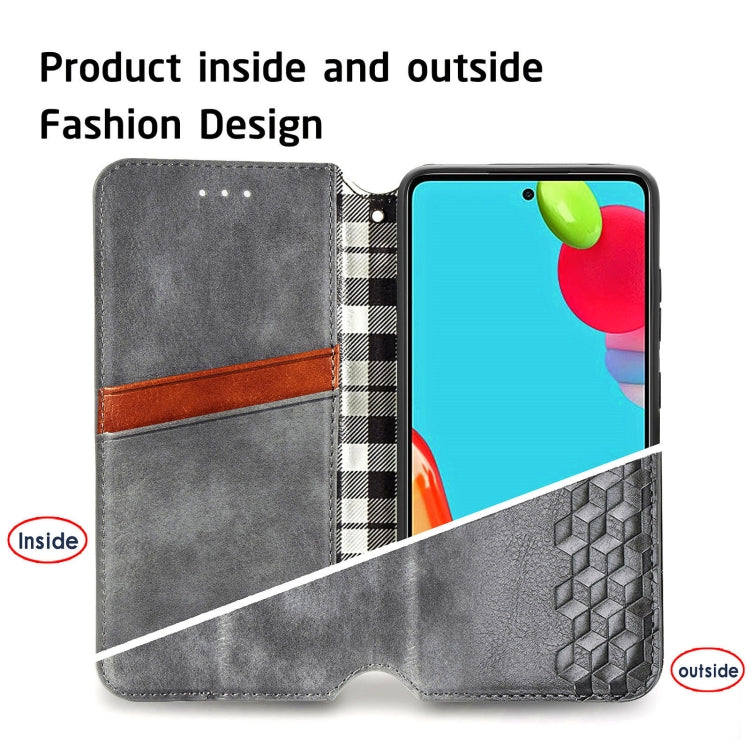 For Samsung Galaxy A52 5G / 4G Cubic Grid Pressed Horizontal Flip Magnetic PU Leather Case with Holder & Card Slots & Wallet