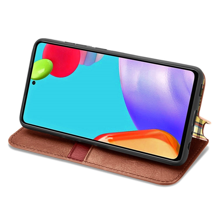 For Samsung Galaxy A72 5G / 4G Cubic Grid Pressed Horizontal Flip Magnetic PU Leather Case with Holder & Card Slots & Wallet