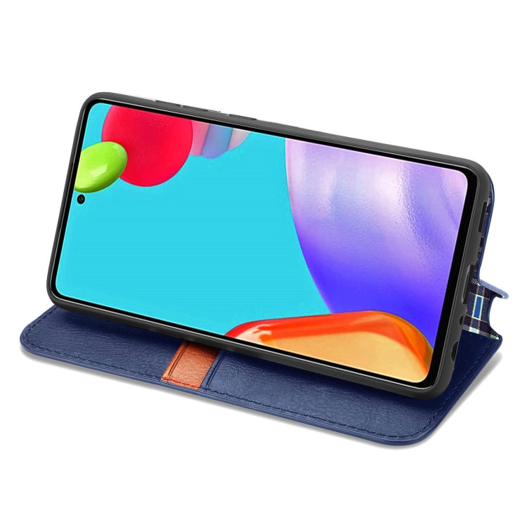 For Samsung Galaxy A72 5G / 4G Cubic Grid Pressed Horizontal Flip Magnetic PU Leather Case with Holder & Card Slots & Wallet