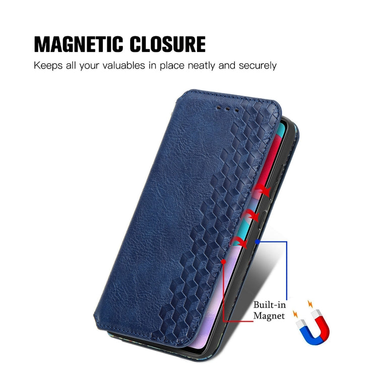For Samsung Galaxy A72 5G / 4G Cubic Grid Pressed Horizontal Flip Magnetic PU Leather Case with Holder & Card Slots & Wallet