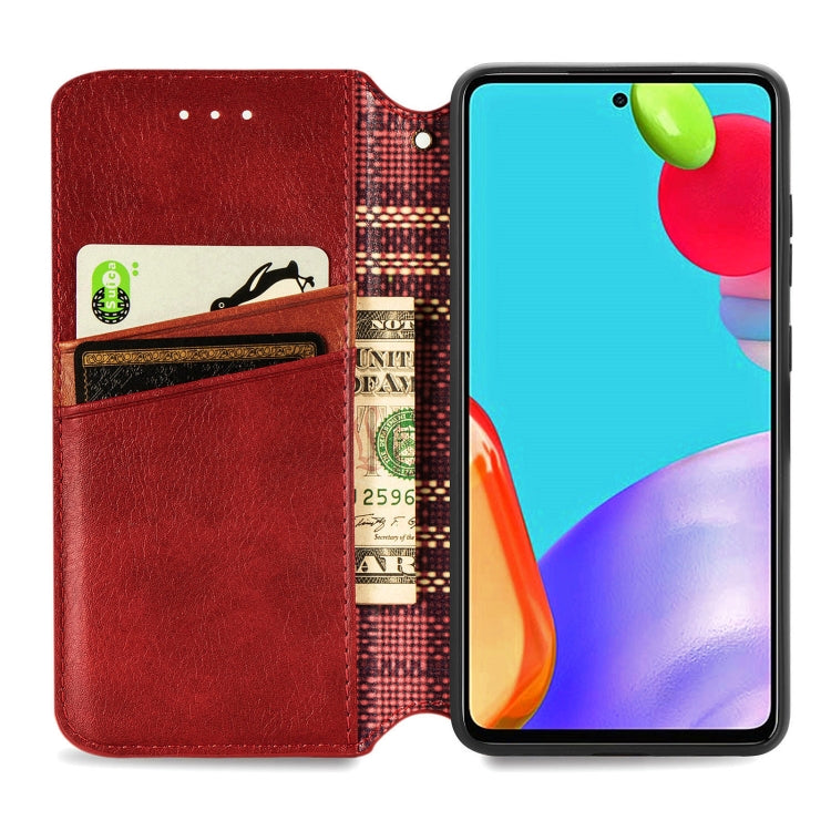 For Samsung Galaxy A72 5G / 4G Cubic Grid Pressed Horizontal Flip Magnetic PU Leather Case with Holder & Card Slots & Wallet