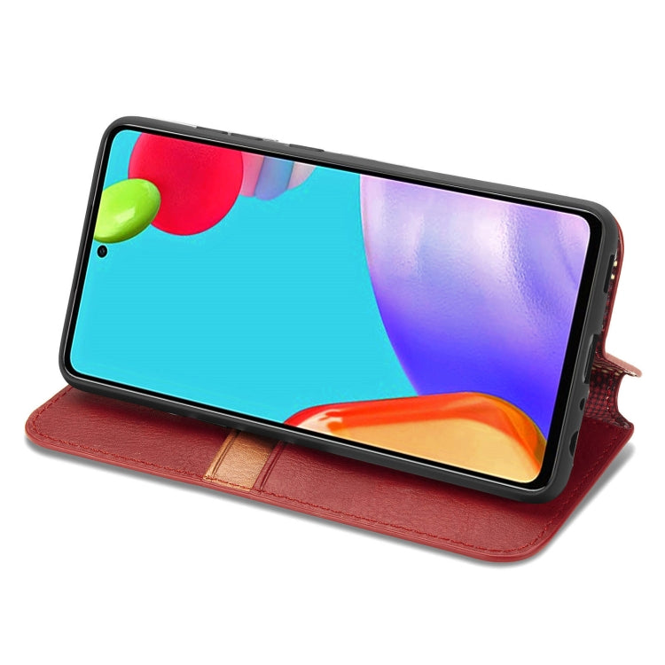 For Samsung Galaxy A72 5G / 4G Cubic Grid Pressed Horizontal Flip Magnetic PU Leather Case with Holder & Card Slots & Wallet