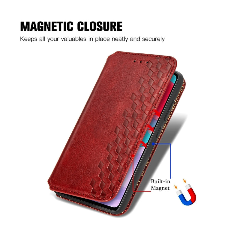 For Samsung Galaxy A72 5G / 4G Cubic Grid Pressed Horizontal Flip Magnetic PU Leather Case with Holder & Card Slots & Wallet