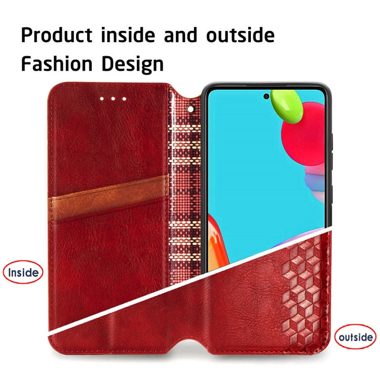 For Samsung Galaxy A72 5G / 4G Cubic Grid Pressed Horizontal Flip Magnetic PU Leather Case with Holder & Card Slots & Wallet
