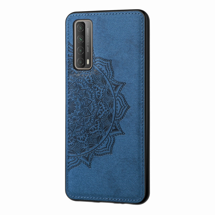 For Huawei Y7A / P Smart 2021 Mandala Embossed Cloth Cover PC + TPU Mobile Phone Case with Magnetic Function and Hand Strap