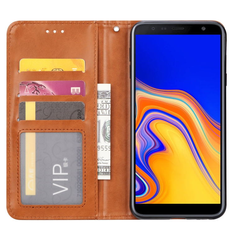 Knead Skin Texture Horizontal Flip Leather Case for Galaxy J4+, with Photo Frame & Holder & Card Slots & Wallet