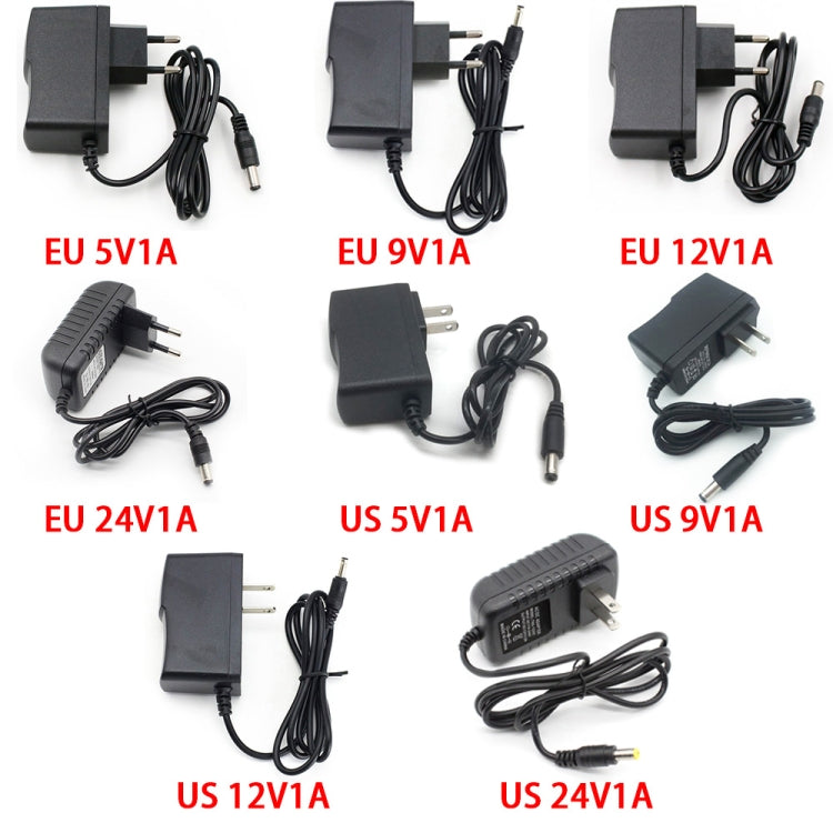 100-240V AC to DC Power Charger Adapter 5V 9V 12V 24V 1A 5.5mmx2.1mm (9V 1A EU Plug)