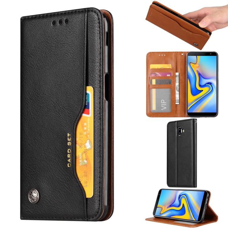 Knead Skin Texture Horizontal Flip Leather Case for Galaxy J6+, with Photo Frame & Holder & Card Slots & Wallet