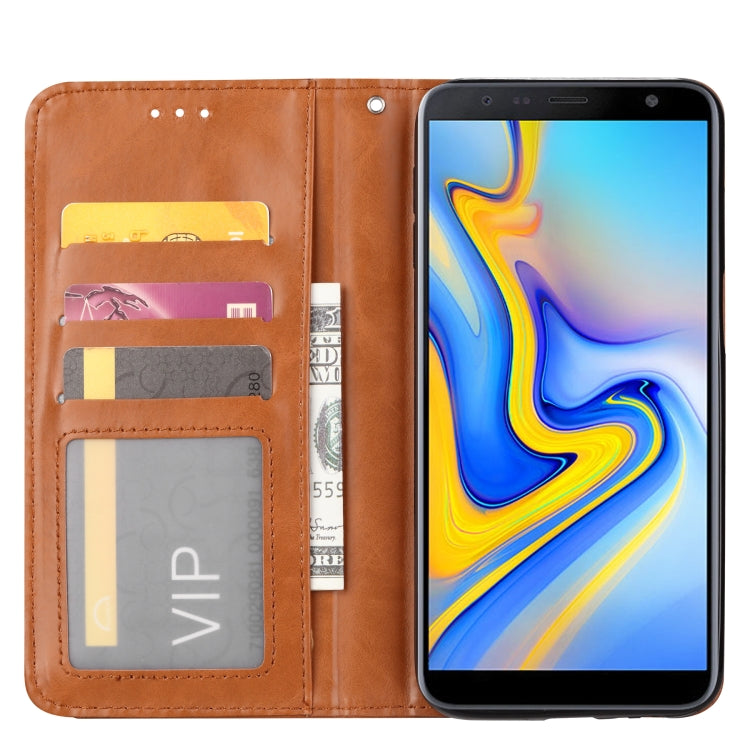 Knead Skin Texture Horizontal Flip Leather Case for Galaxy J6+, with Photo Frame & Holder & Card Slots & Wallet