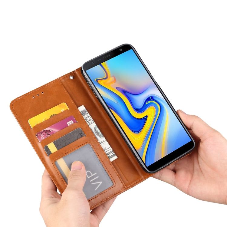 Knead Skin Texture Horizontal Flip Leather Case for Galaxy J6+, with Photo Frame & Holder & Card Slots & Wallet