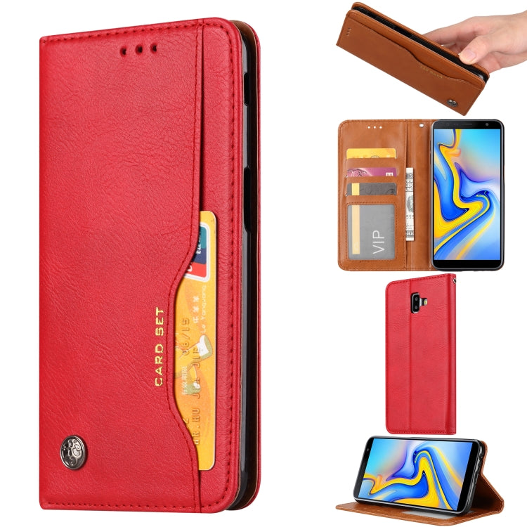 Knead Skin Texture Horizontal Flip Leather Case for Galaxy J6+, with Photo Frame & Holder & Card Slots & Wallet