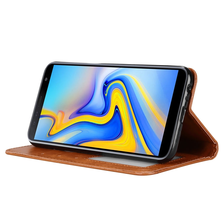 Knead Skin Texture Horizontal Flip Leather Case for Galaxy J6+, with Photo Frame & Holder & Card Slots & Wallet
