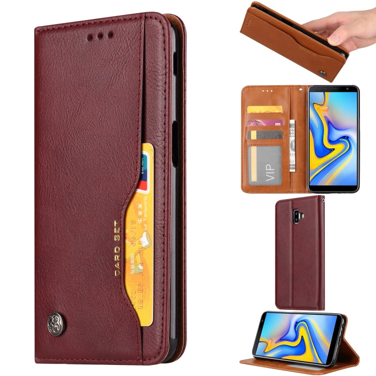 Knead Skin Texture Horizontal Flip Leather Case for Galaxy J6+, with Photo Frame & Holder & Card Slots & Wallet