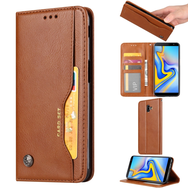 Knead Skin Texture Horizontal Flip Leather Case for Galaxy J6+, with Photo Frame & Holder & Card Slots & Wallet