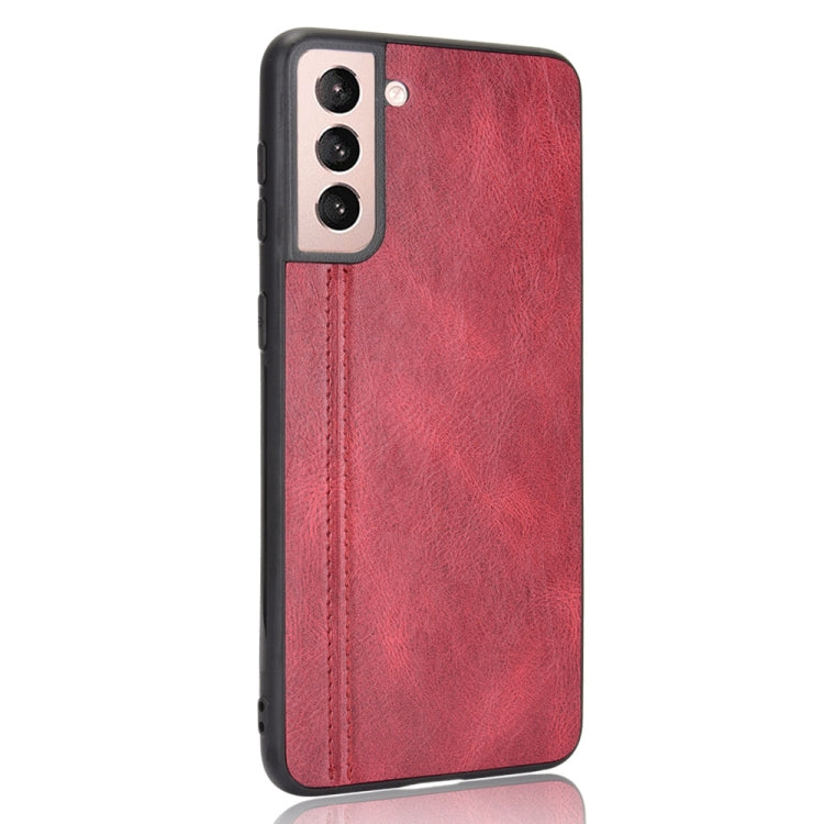 For Samsung Galaxy S21 5G Shockproof Sewing Cow Pattern Skin PC + PU + TPU Case