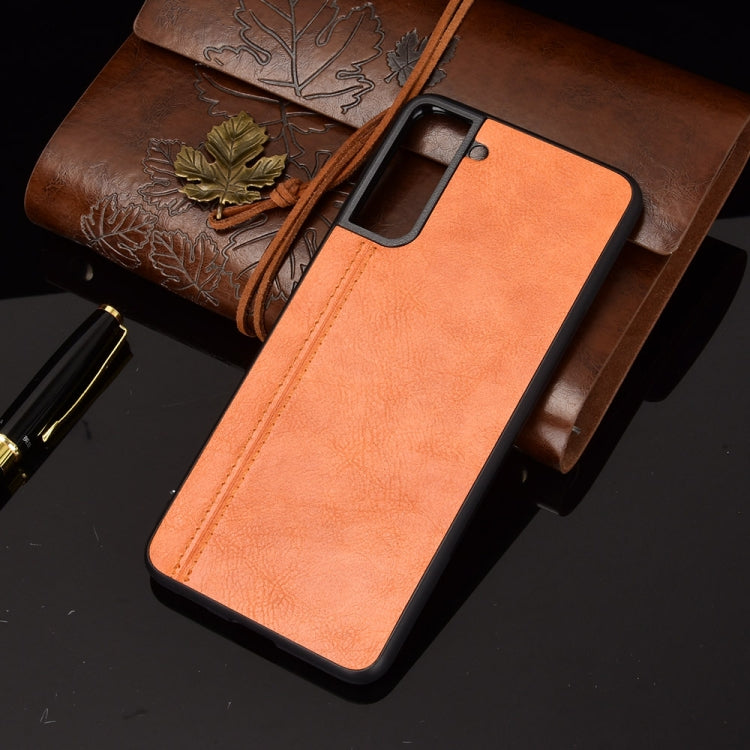 For Samsung Galaxy S21 5G Shockproof Sewing Cow Pattern Skin PC + PU + TPU Case
