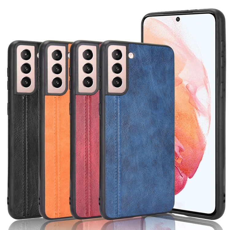 For Samsung Galaxy S21 5G Shockproof Sewing Cow Pattern Skin PC + PU + TPU Case