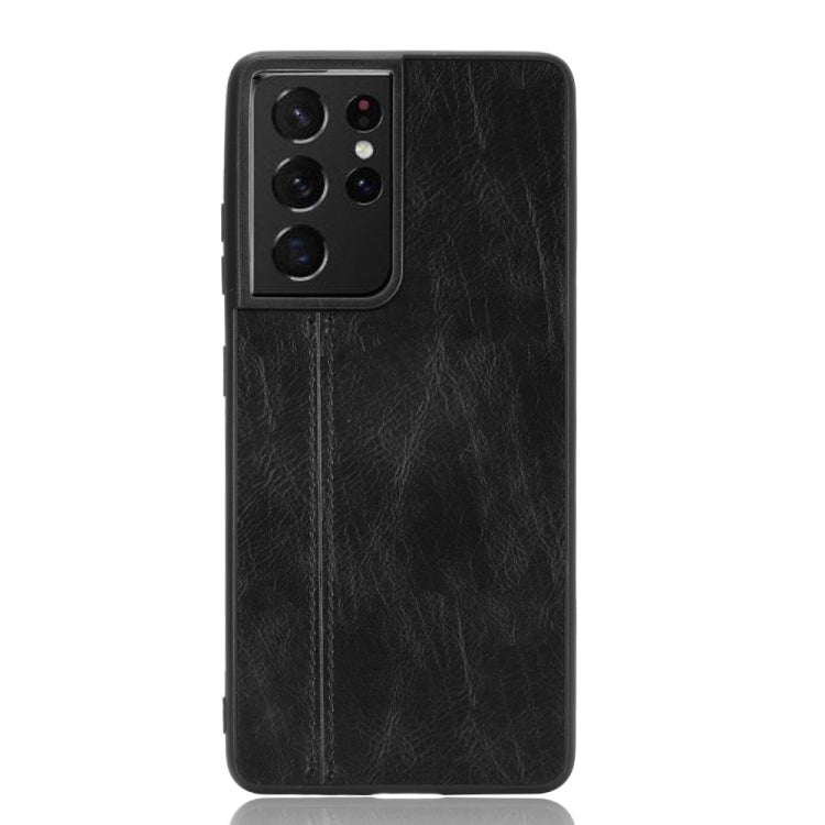 For Samsung Galaxy S21 Ultra 5G Shockproof Sewing Cow Pattern Skin PC + PU + TPU Case