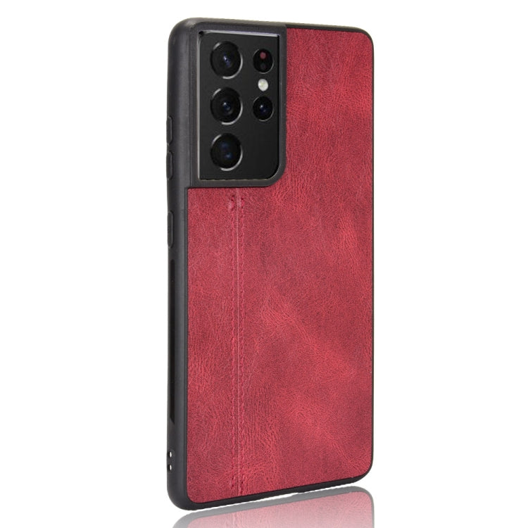 For Samsung Galaxy S21 Ultra 5G Shockproof Sewing Cow Pattern Skin PC + PU + TPU Case