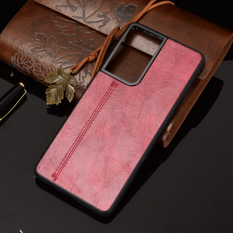 For Samsung Galaxy S21 Ultra 5G Shockproof Sewing Cow Pattern Skin PC + PU + TPU Case