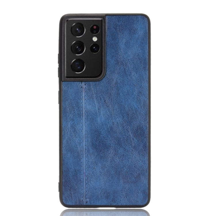 For Samsung Galaxy S21 Ultra 5G Shockproof Sewing Cow Pattern Skin PC + PU + TPU Case