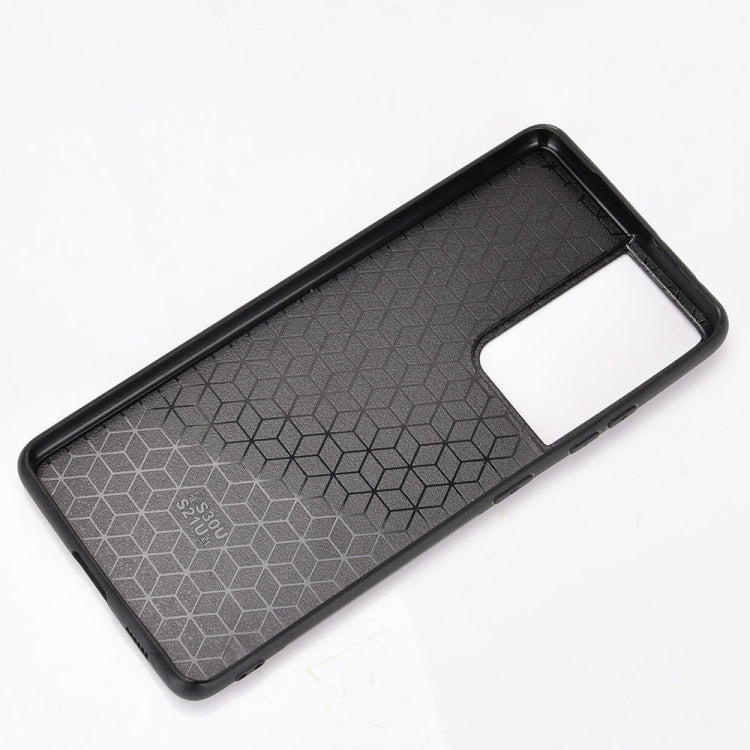 For Samsung Galaxy S21 Ultra 5G Shockproof Sewing Cow Pattern Skin PC + PU + TPU Case