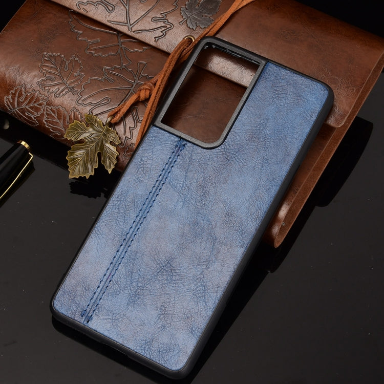For Samsung Galaxy S21 Ultra 5G Shockproof Sewing Cow Pattern Skin PC + PU + TPU Case