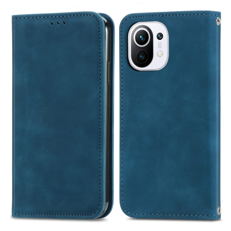 For Xiaomi Mi 11 Retro Skin Feel Business Magnetic Horizontal Flip Leather Case With Holder & Card Slots & Wallet & Photo Frame