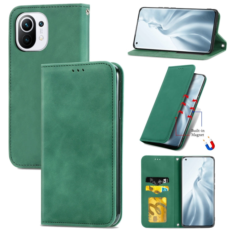 For Xiaomi Mi 11 Retro Skin Feel Business Magnetic Horizontal Flip Leather Case With Holder & Card Slots & Wallet & Photo Frame