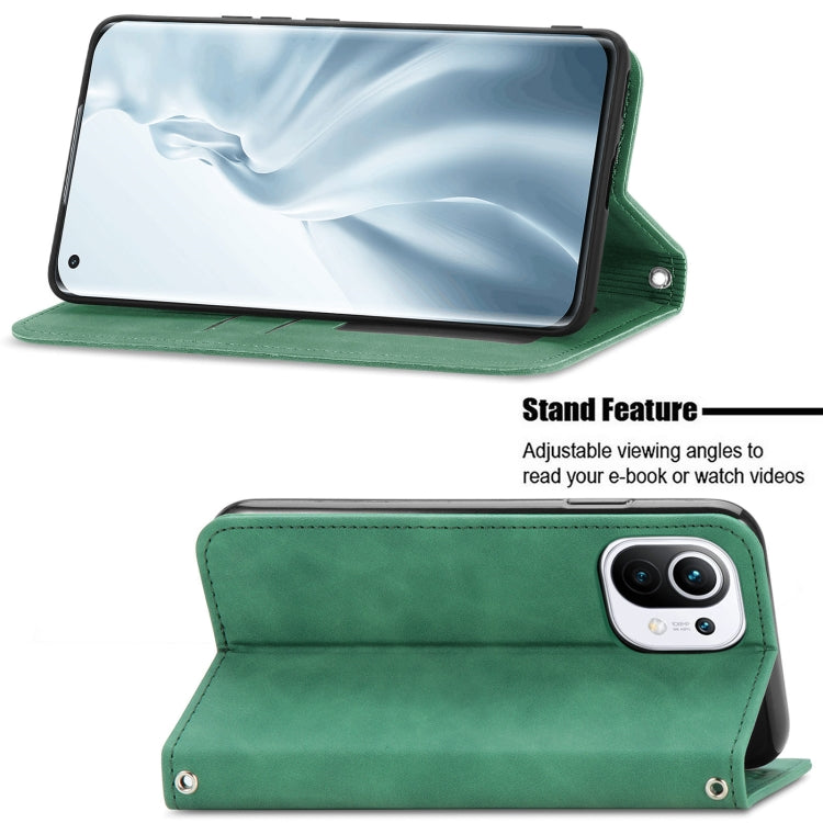 For Xiaomi Mi 11 Retro Skin Feel Business Magnetic Horizontal Flip Leather Case With Holder & Card Slots & Wallet & Photo Frame