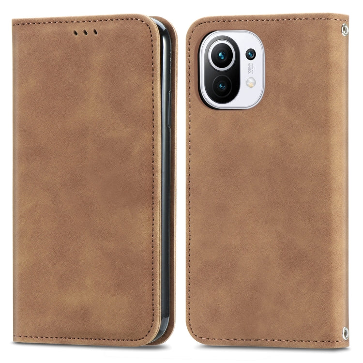 For Xiaomi Mi 11 Retro Skin Feel Business Magnetic Horizontal Flip Leather Case With Holder & Card Slots & Wallet & Photo Frame