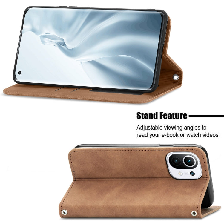 For Xiaomi Mi 11 Retro Skin Feel Business Magnetic Horizontal Flip Leather Case With Holder & Card Slots & Wallet & Photo Frame
