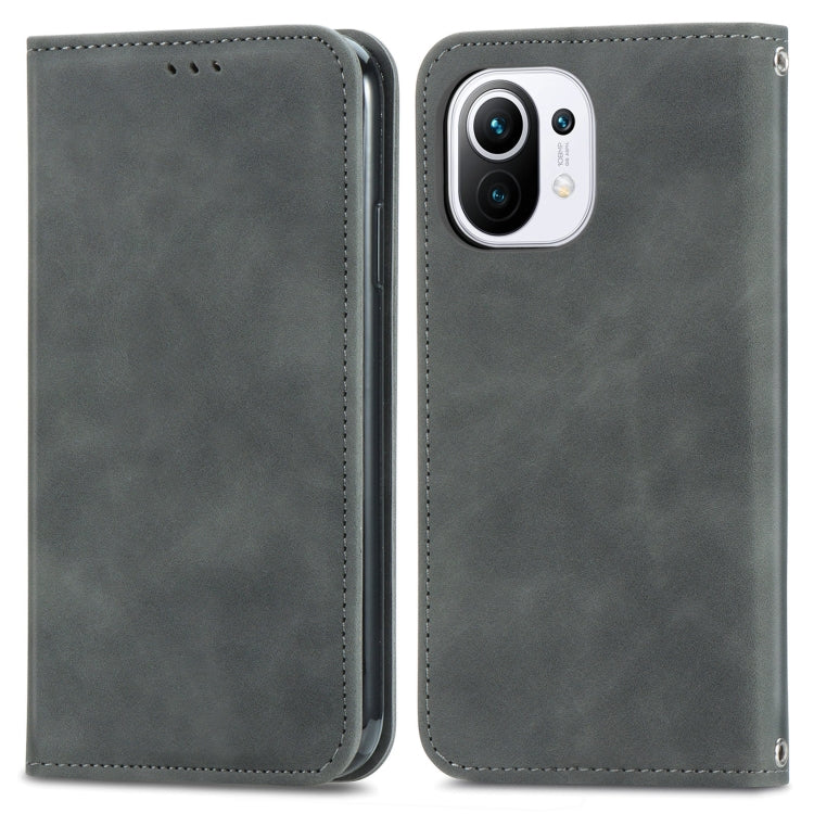 For Xiaomi Mi 11 Retro Skin Feel Business Magnetic Horizontal Flip Leather Case With Holder & Card Slots & Wallet & Photo Frame