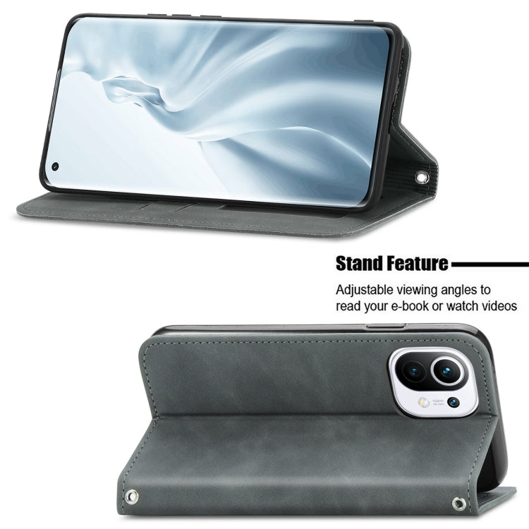 For Xiaomi Mi 11 Retro Skin Feel Business Magnetic Horizontal Flip Leather Case With Holder & Card Slots & Wallet & Photo Frame