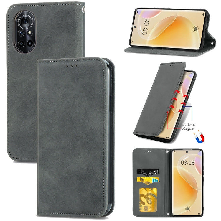For Huawei Nova 8 5G Retro Skin Feel Business Magnetic Horizontal Flip Leather Case With Holder & Card Slots & Wallet & Photo Frame