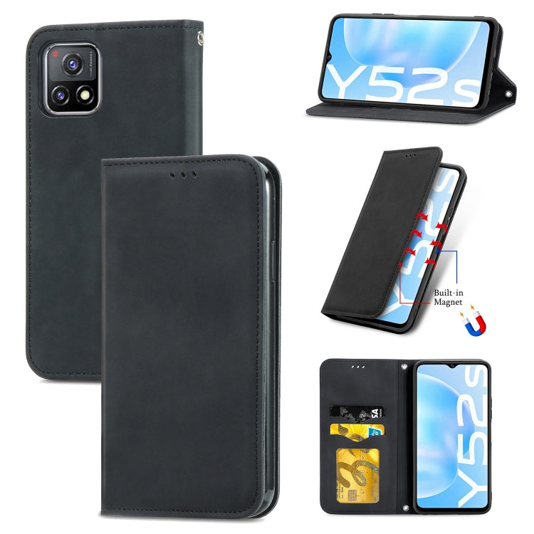 For vivo Y52S Retro Skin Feel Business Magnetic Horizontal Flip Leather Case With Holder & Card Slots & Wallet & Photo Frame