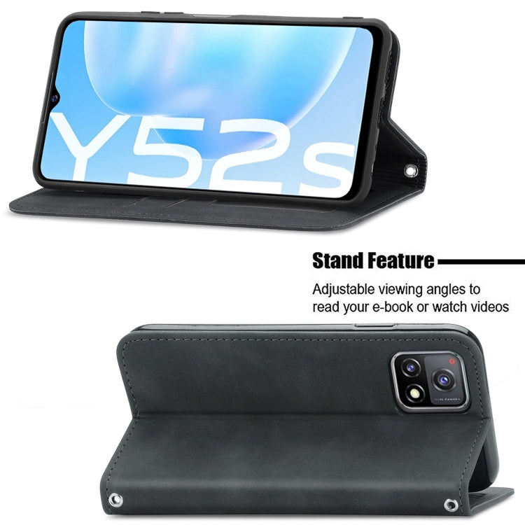 For vivo Y52S Retro Skin Feel Business Magnetic Horizontal Flip Leather Case With Holder & Card Slots & Wallet & Photo Frame