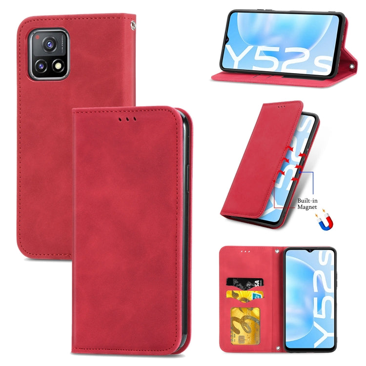 For vivo Y52S Retro Skin Feel Business Magnetic Horizontal Flip Leather Case With Holder & Card Slots & Wallet & Photo Frame