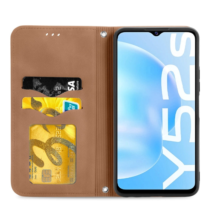 For vivo Y52S Retro Skin Feel Business Magnetic Horizontal Flip Leather Case With Holder & Card Slots & Wallet & Photo Frame