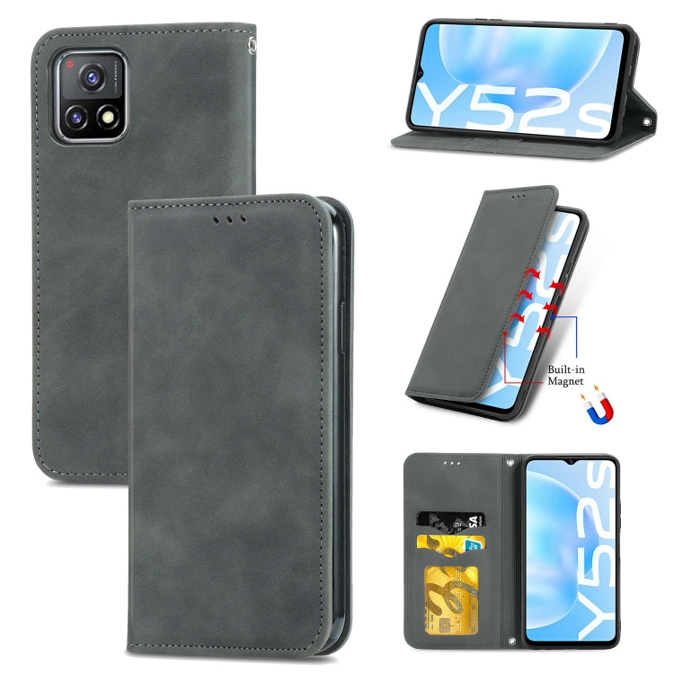 For vivo Y52S Retro Skin Feel Business Magnetic Horizontal Flip Leather Case With Holder & Card Slots & Wallet & Photo Frame